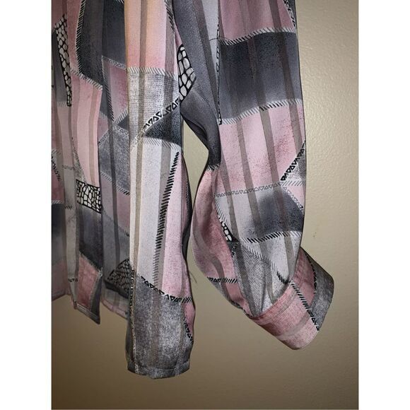Vintage 90s abstract semi sheer oversized button-down top 18W￼ - Picture 4 of 12